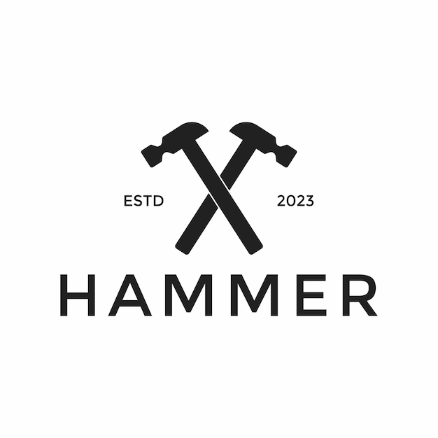 Vintage retro hammer badge logo design