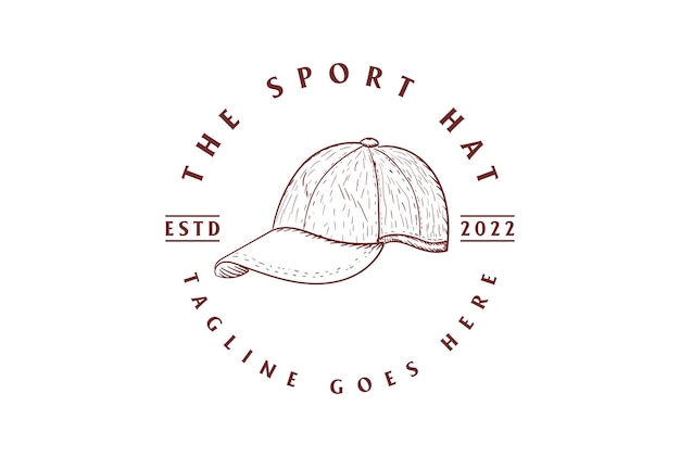 Vintage Retro Hand Drawn Sport Golf Hat Cap Fashion Logo Design Vector