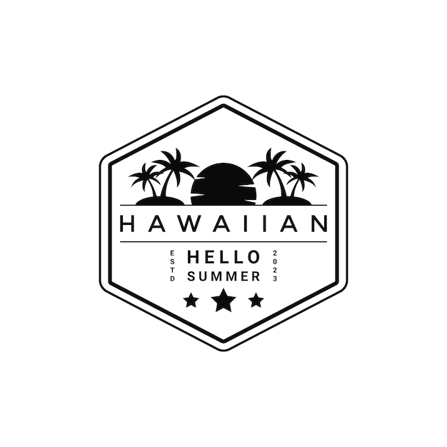 Vintage retro hawaiian logo design idea