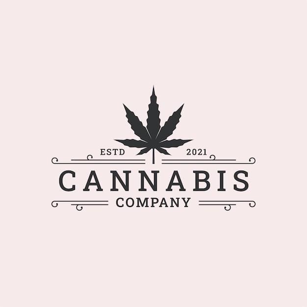 Vintage retro hipster cannabis logo-ontwerp