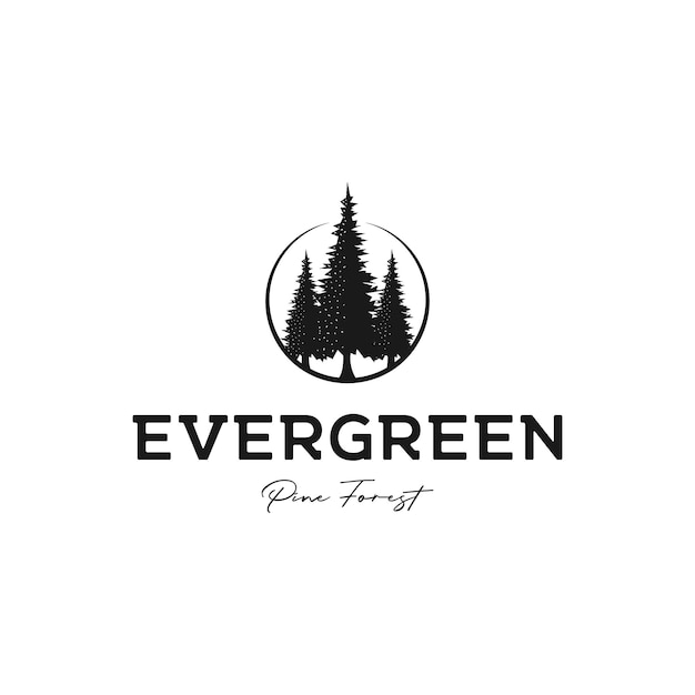 Vector vintage retro hipster pine tree evergreen logo design vector