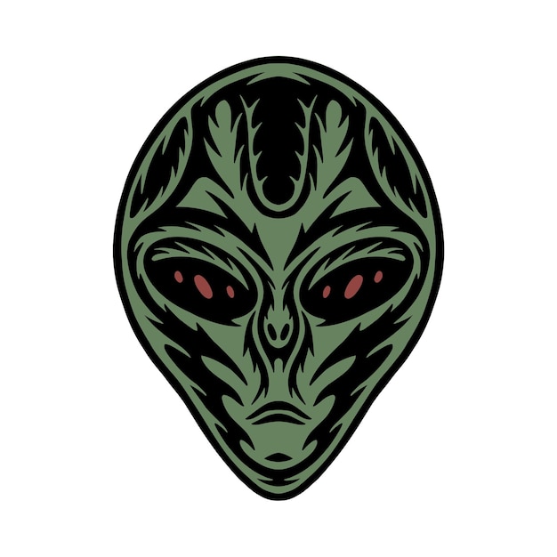 Vintage retro houtsnede space galaxy alien Kan worden gebruikt als embleem logo badge