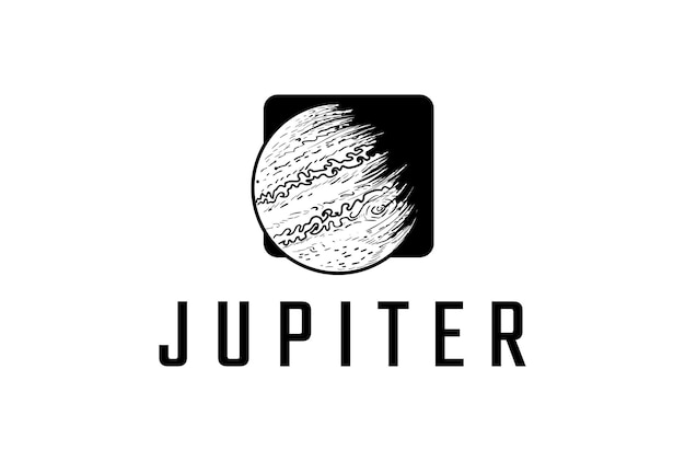 Vintage Retro Jupiter Planet-symbool voor Space Science Logo Design Vector