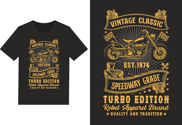 Vintage retro klassieke motorfiets t-shirt ontwerp