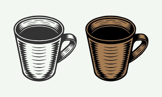 Vintage retro koffie- of theekop kan worden gebruikt voor label, badge, embleem en logo vectorillustratie