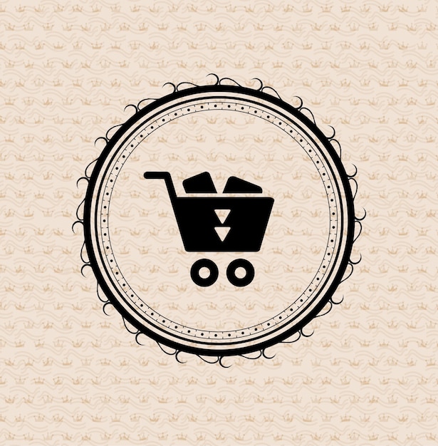 Vector vintage retro label shopping cart icon