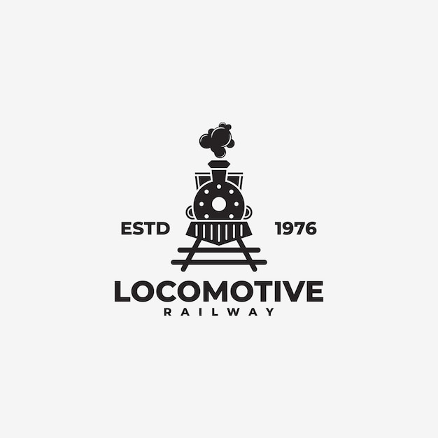 Illustrazione vettoriale del logo del treno locomotiva retrò vintage