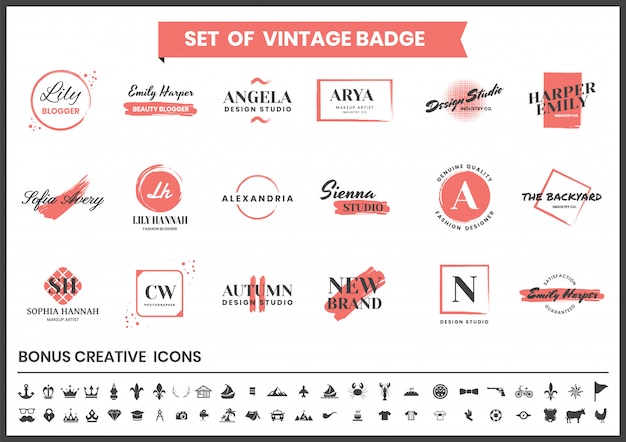 Vintage retro logo and icon set