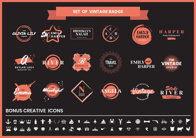 Vintage Retro logo and icon set