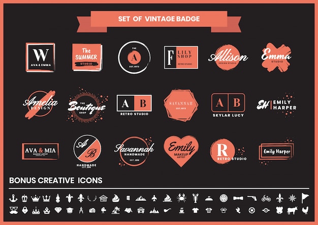 Vector vintage retro logo and icon set