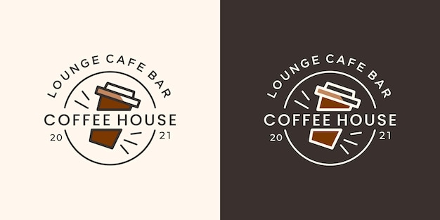 Vintage retro logos and classic coffee shop house badge emblem linear style design template.