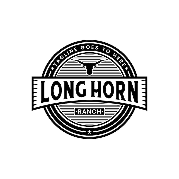 Vintage Retro Long Horn Bull Angus Buffalo Bison Stamp Farm Branch Logo design inspiration