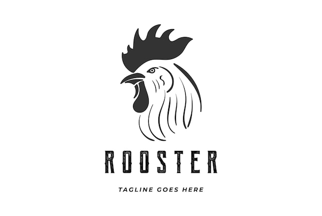 Vintage retro male rooster cock chicken head for farm or meat food logo design vector