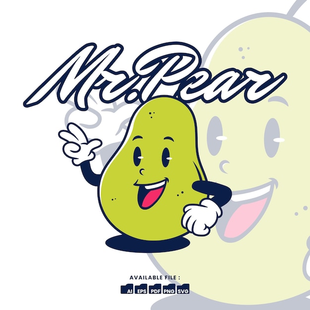 Vintage retro mascot character logo a pear