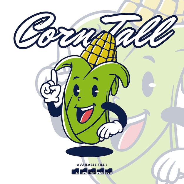 Vintage retro mascotte karakter logo een Corn