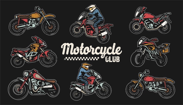 Vector vintage retro motorcycle vehicle element for logo, badge, labels, emblem silhouette color full