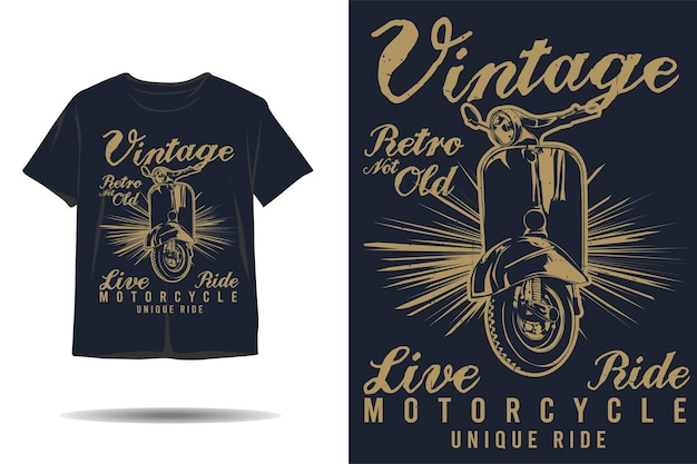 Vintage retro niet oud live rit motorfiets uniek rit silhouet tshirt ontwerp