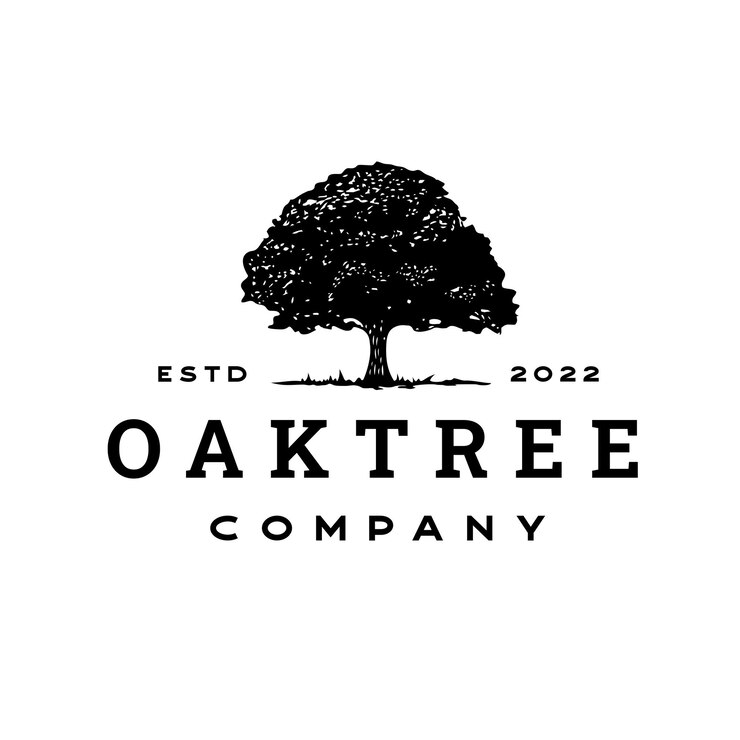Vector vintage retro oak, banyan, maple tree service logo design