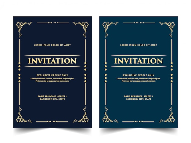 Vector vintage retro old victorian royal and luxury set of invitation card for wedding anniversary birthday party celebration  card template