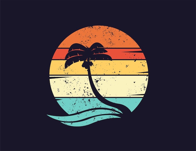 Vector vintage retro palm or coconut tree illustration