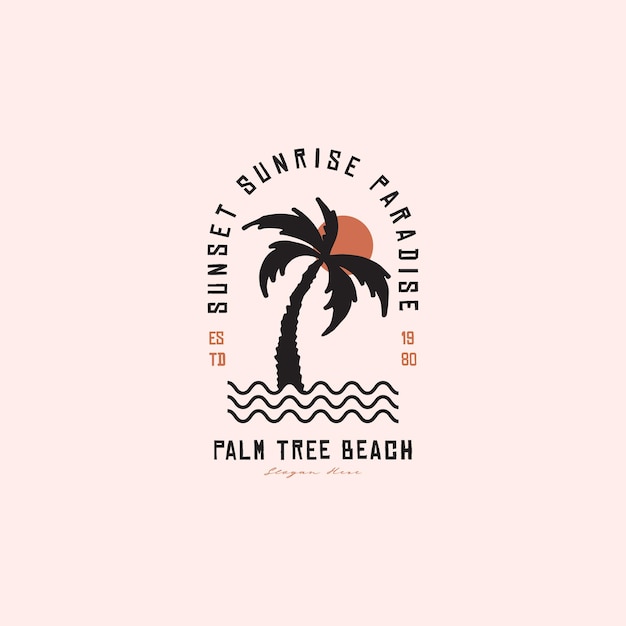 Вектор Винтажный ретро-вектор пляжа пальмы для вашего бренда, одежды или дизайна логотипа