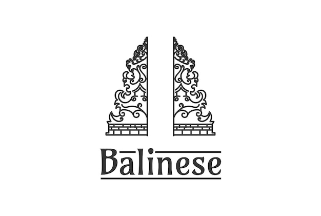 Vector vintage retro pure of balinese tempelpoort voor bid logo design