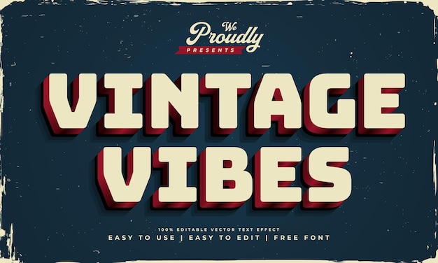 vintage retro realistic 3d text effect