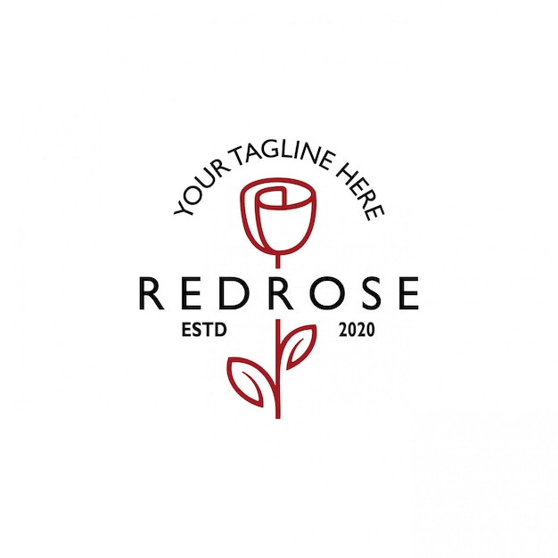 Logo vintage retrò rosa linea arte