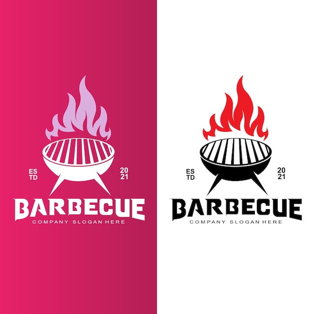 Logo del barbecue rustico retrò vintage illustrazione vettoriale dell'icona del design del cibo o della griglia