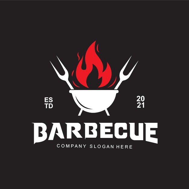 Vintage retro rustic barbecue logo food or grill design icon vector illustration