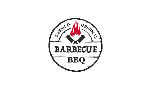 Vintage Retro Rustic BBQ Grill Barbecue Barbeque Label Stamp Logo design vector