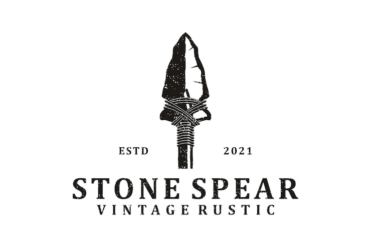 Vector vintage retro rustic native arrowhead spear for arrow hunting hipster logo design