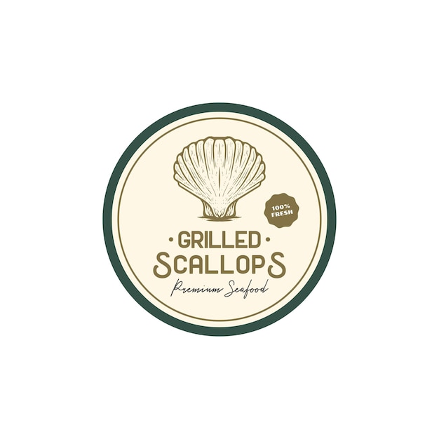 Vintage retro scallops label logo design