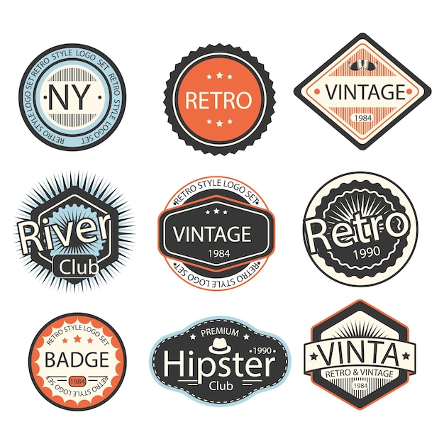 Vector vintage retro set