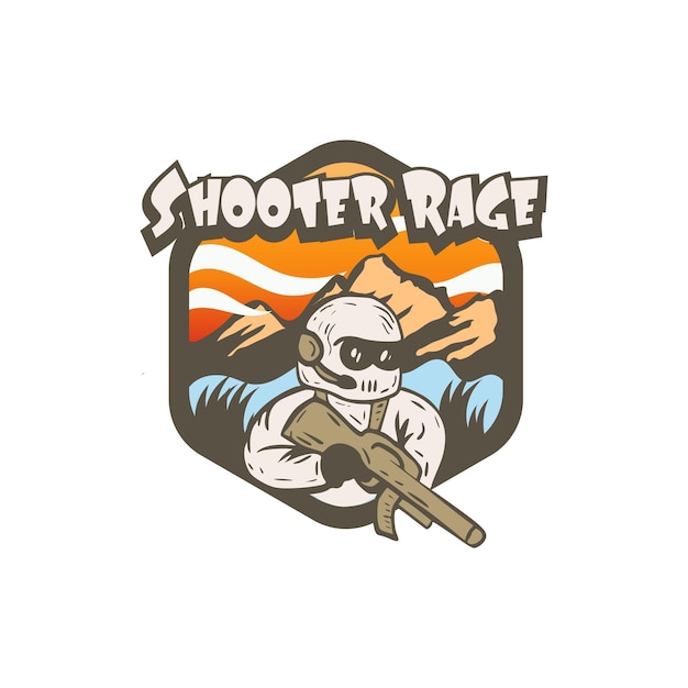 Vector vintage retro shooter logo emblem badge