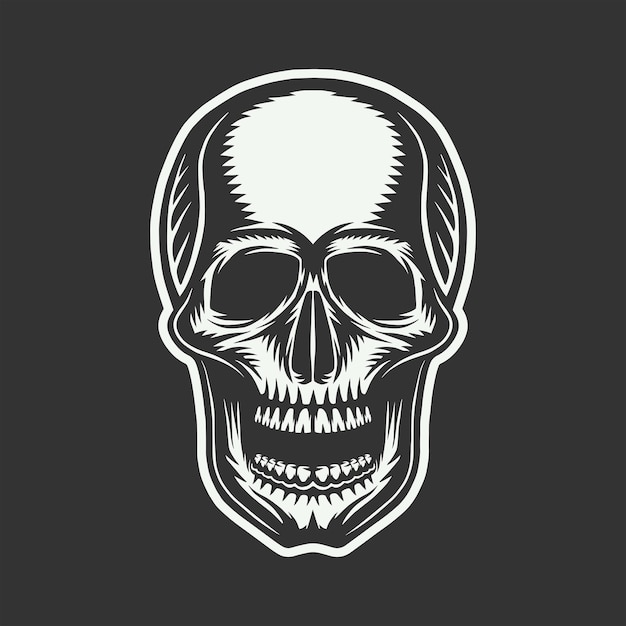 Vintage retro skull. graphic art. vector illustration. graphic art