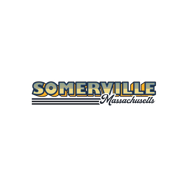 Vintage Retro Somerville Massachusetts City Name Vector Design