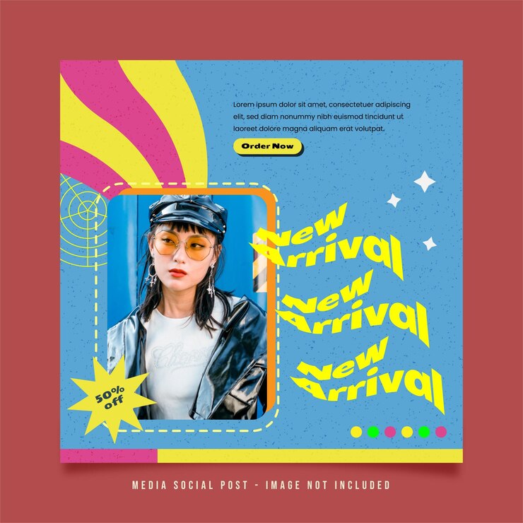 Vector 빈티지 레트로 소셜 미디어 포스트 템플릿