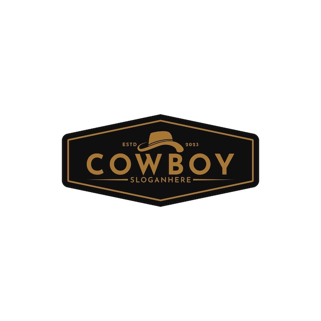 Vintage retro stempel Cowboy hoed silhouet logo ontwerp creatief idee