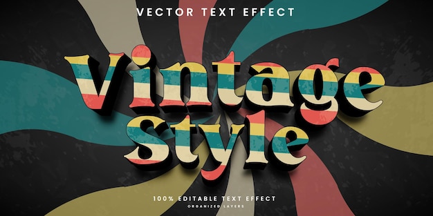 Vector vintage retro style editable text effect