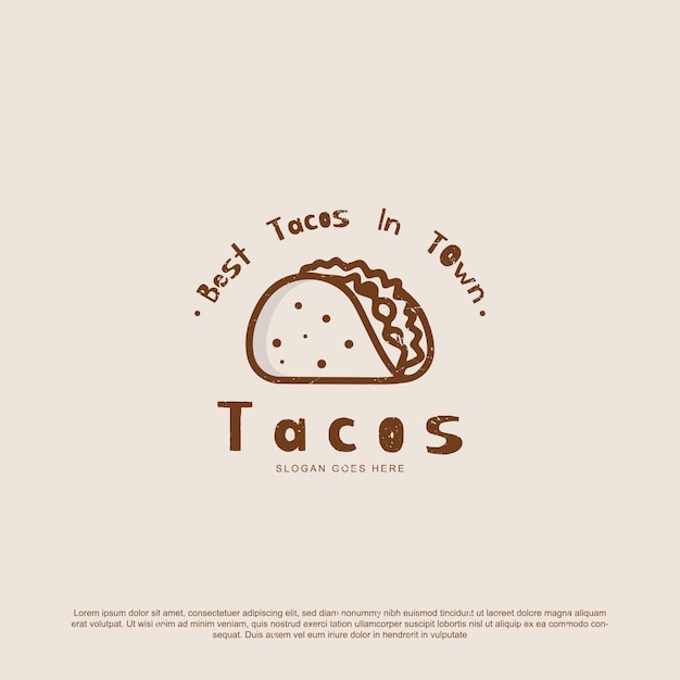 Vettore design del logo vintage retrò tacos, per il menu del ristorante e il badge del bar.