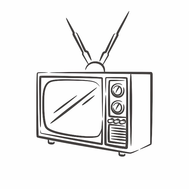 Arte della linea televisiva retrò vintage tv retrò disegnata a mano