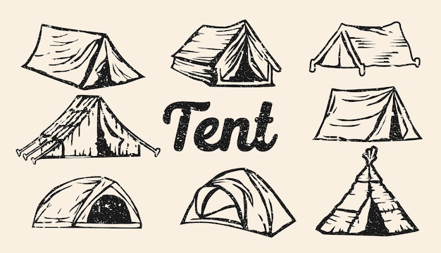 Vector vintage retro tent camping element for logo, badge, labels, emblem silhouette color full