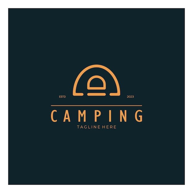 Vintage and retro tent logo camping With tent tree and bonfire sign adventurers scouts climbers