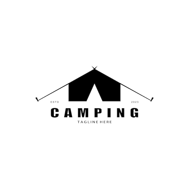 vintage and retro tent logo camping With tent tree and bonfire sign adventurers scouts climbers