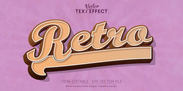 Vintage retro text effect 70s and 80s editable text style