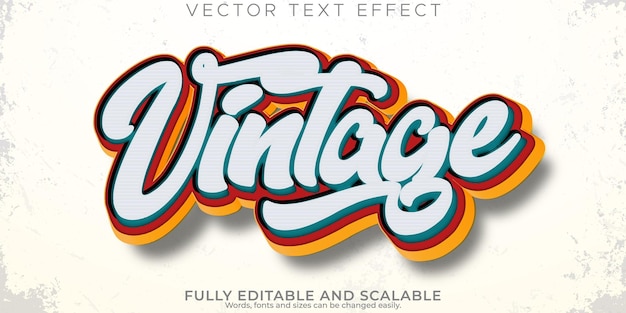 Vector vintage retro text effect editable 80s and old text style