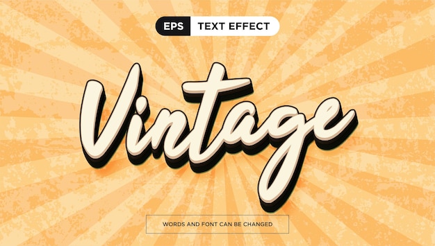 Vintage retro text effect editable