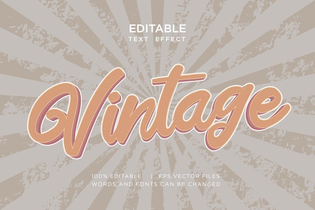 vintage retro text effect template with 3d style editable font effect