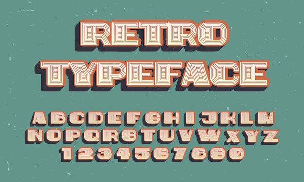 Vintage retro vector alphabet font typography typeface design